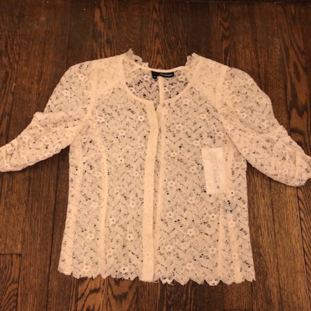 Kooples Exquisite White Lace Top Jacket 38 XS 0 2